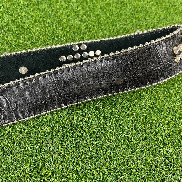 Y2K Punk Black Crystal Studded Buckle Western Belt main image 6